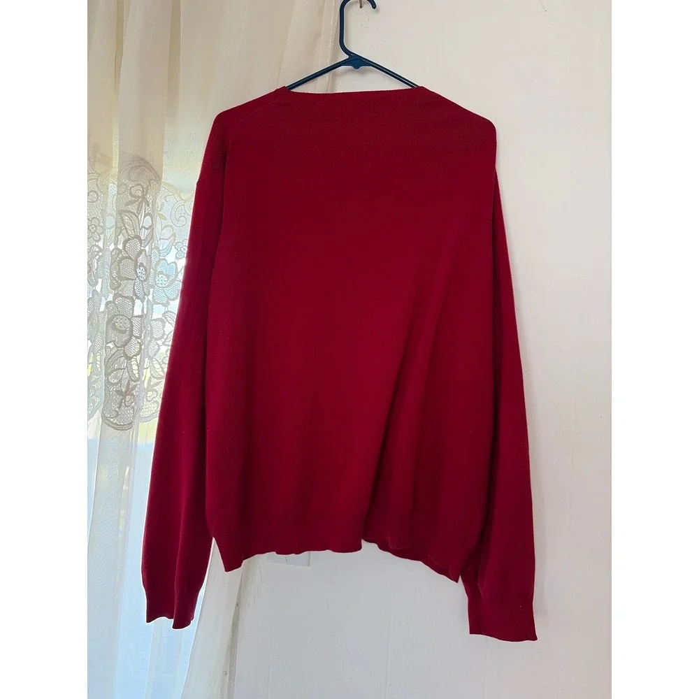 Polo Ralph Lauren V-Neck‎ Sweater Mens XXL Red Pima Cotton Pony Logo Preppy